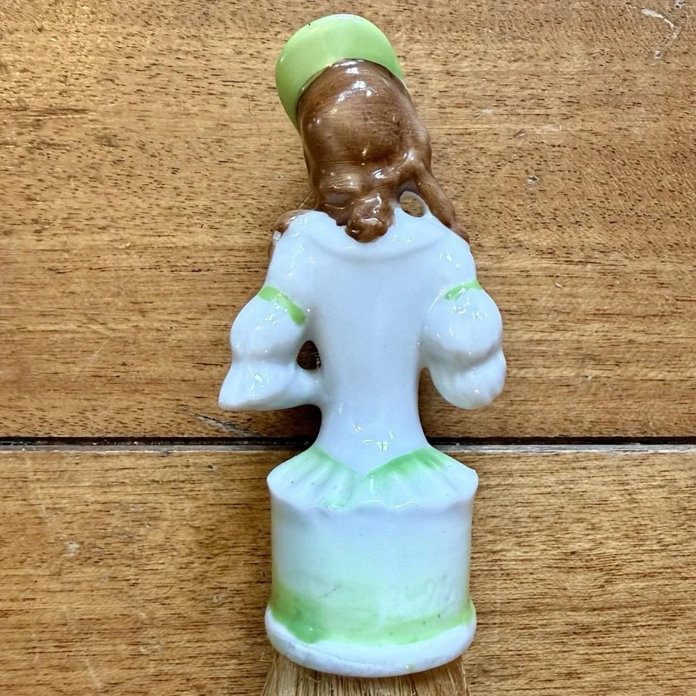 VTG 1920s Antique Art Deco German Porcelain Half Doll Whisk Broom Crumb Brush‎